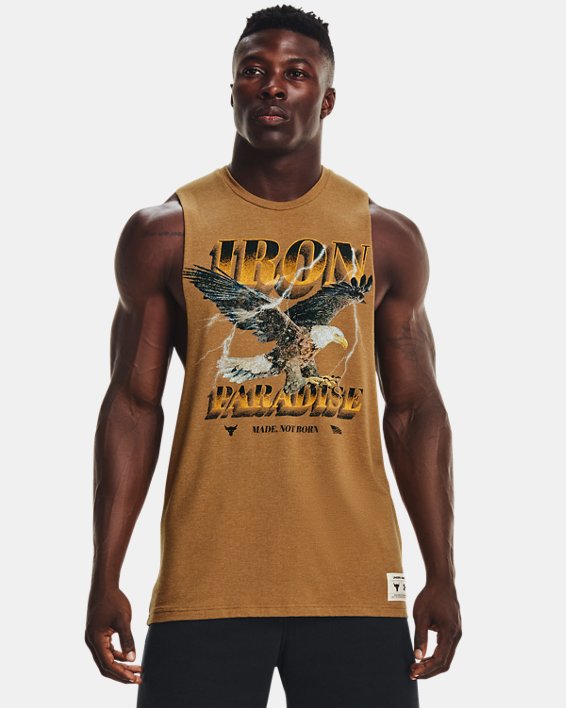 Men's Project Rock Graphic Tank in Brown image number 0